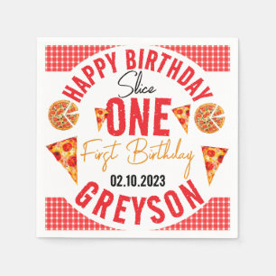 Modern Slice Slice Baby Pizza 1st Birthday Napkins