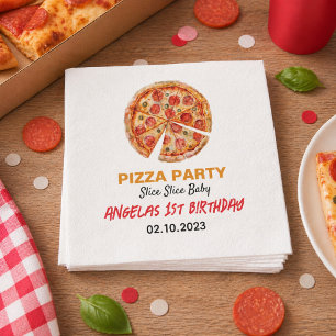 Modern Slice Slice Baby Pizza 1st Birthday Napkins