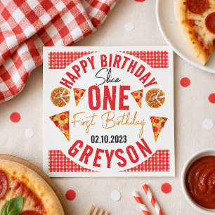 Modern Slice Slice Baby Pizza 1st Birthday Napkins
