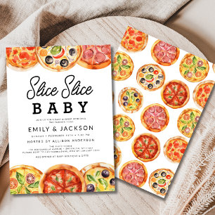 Modern Slice Slice Baby Pizza Baby Shower Invitation
