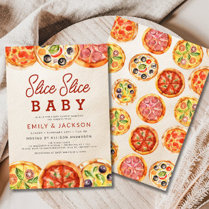 Modern Slice Slice Baby Pizza Baby Shower Invitation