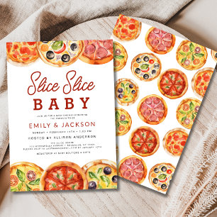 Modern Slice Slice Baby Pizza Baby Shower Invitation
