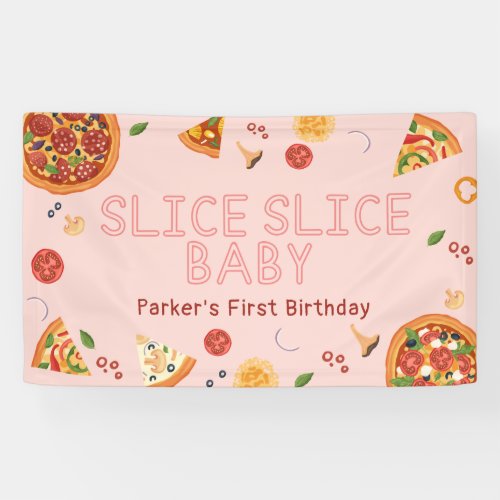 Modern Slice Slice Baby Pizza Birthday Banner