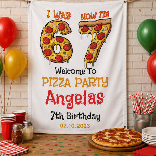 Modern Slice Slice Boy Six Seven Birthday Party Banner