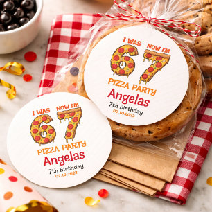 Modern Slice Slice Boy Six Seven Birthday Party Classic Round Sticker