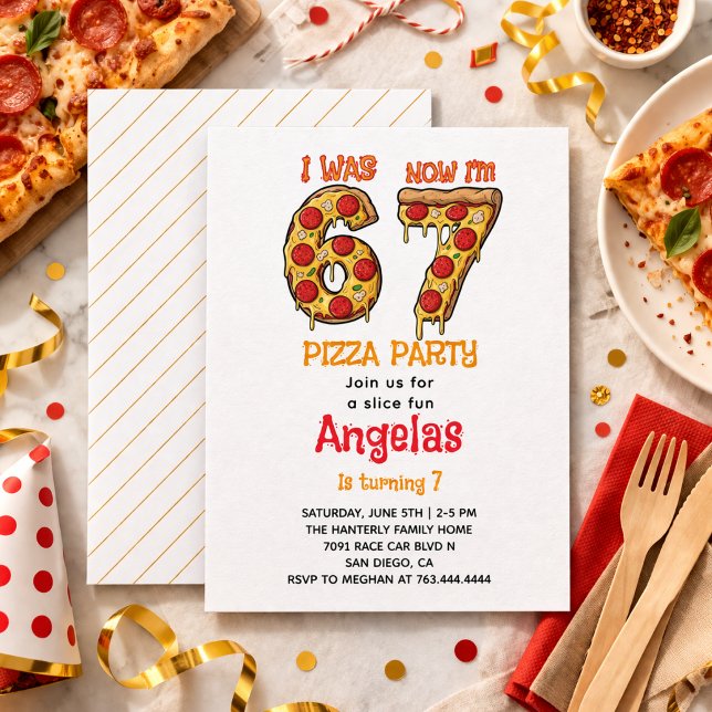 Modern Slice Slice Boy Six Seven Birthday Party Invitation (Modern Slice Slice Boy Six Seven Birthday Party Invitation)