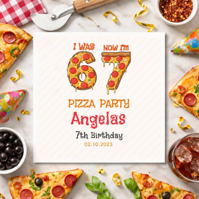 Modern Slice Slice Boy Six Seven Birthday Party Napkins (Modern Slice Slice Boy Six Seven Birthday Party Napkins)