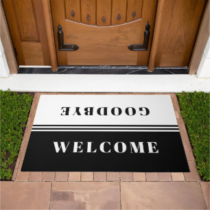 Modern Slick Black And White-Welcome Goodbye Doormat