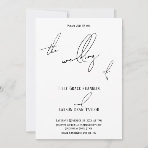 Modern Slim Handwriting Simple The Wedding of Invitation