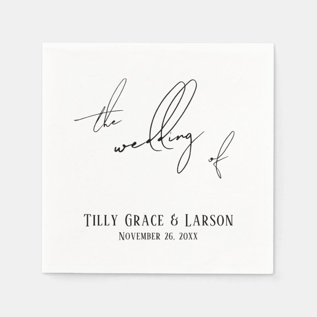 Modern Slim Handwriting Simple The Wedding of Napkins (Front)