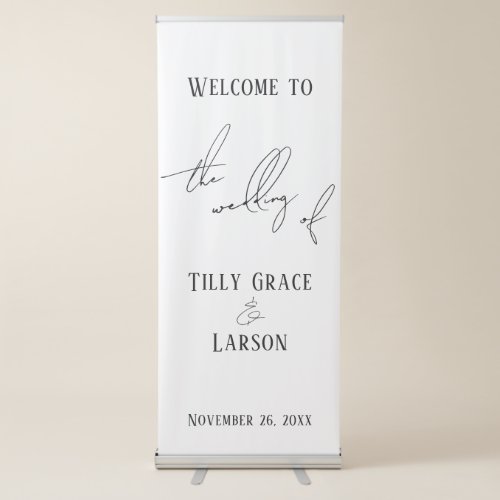 Modern Slim Handwriting Simple Wedding Welcome Retractable Banner