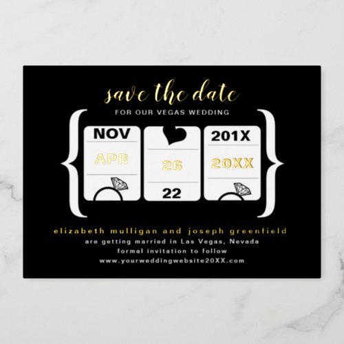 Modern Slot Machine Wedding Save the Date Foil  Foil Invitation