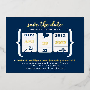 Modern Slot Machine Wedding Save the Date Foil Inv Foil Invitation