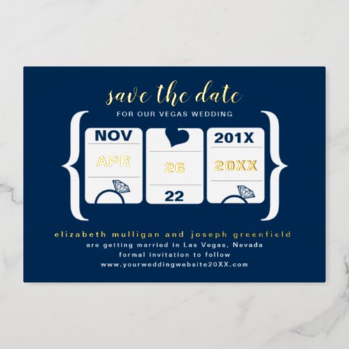 Modern Slot Machine Wedding Save the Date Foil Inv Foil Invitation