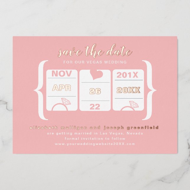 Modern Slot Machine Wedding Save the Date Foil Inv Invitation (Front)