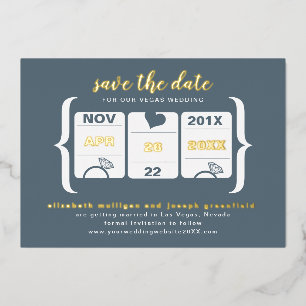 Modern Slot Machine Wedding Save the Date Foil Invitation