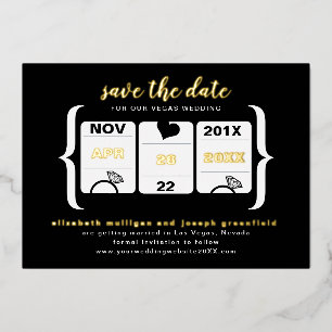 Modern Slot Machine Wedding Save the Date Foil Invitation