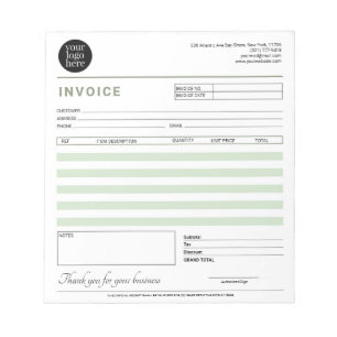 Modern Small Business Invoice Sales Receipt Green Notepad