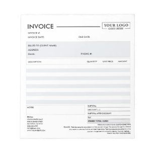 Modern Small Business Invoice Sales Receipt Grey Notepad
