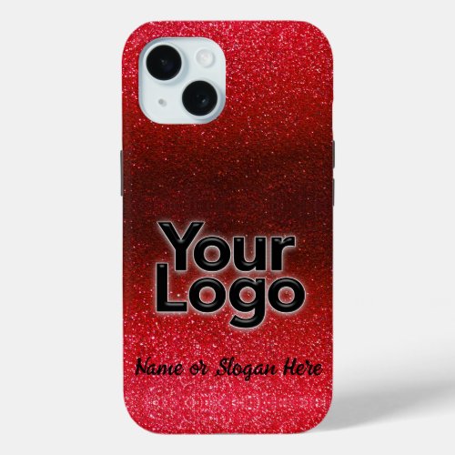 Modern Small Business Logo Name Chic Glitter Glam iPhone 15 Case