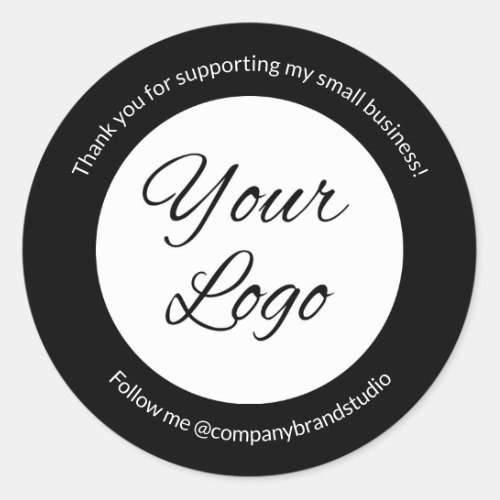 Modern Small Business Logo Thank You Classic Round Sticker