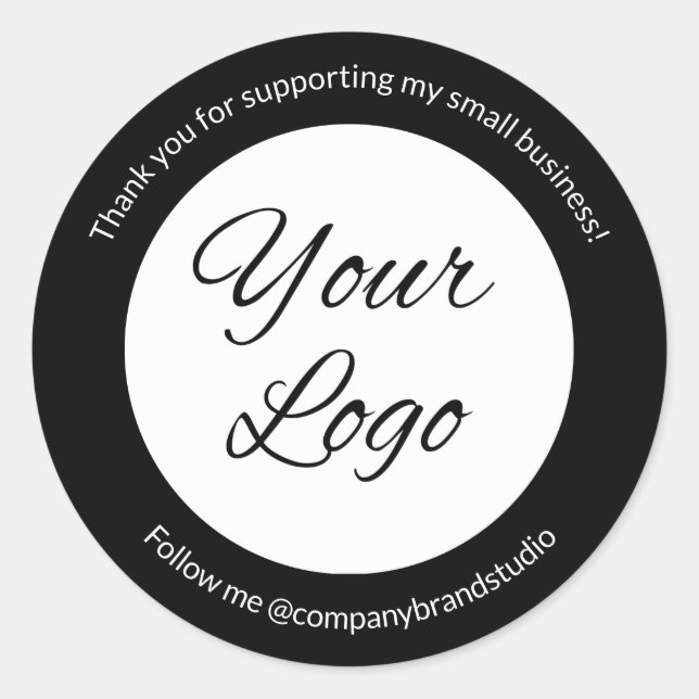 Modern Small Business Logo Thank You Classic Round Sticker (Front)