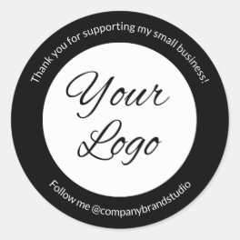 Modern Small Business Logo Thank You Classic Round Sticker
