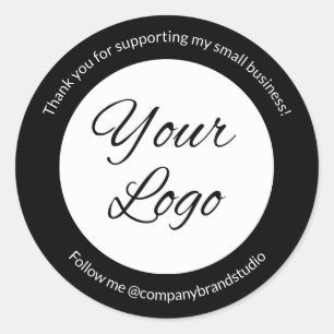 Modern Small Business Logo Thank You Classic Round Sticker