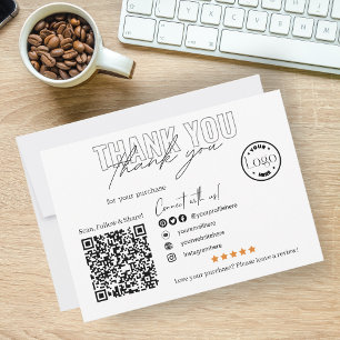 Modern Small Business QR Code   Logo Thank You Card