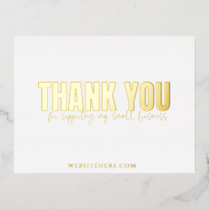 Modern small business thank you card, gold foil foil invitation postcard