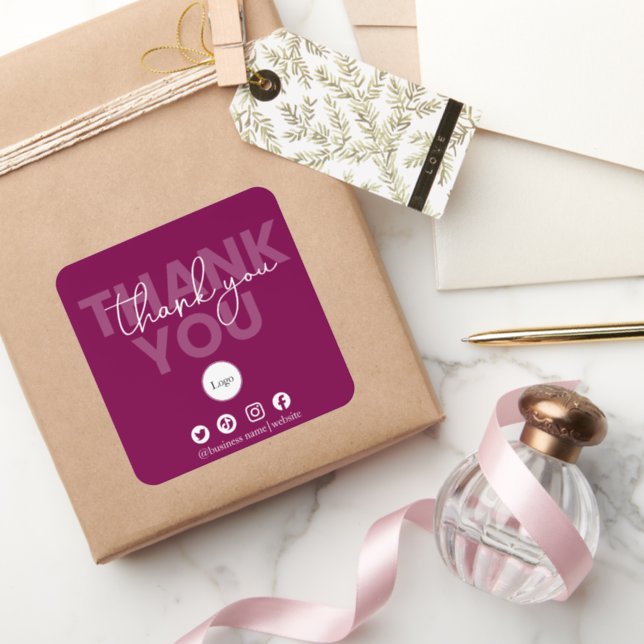 Modern Small Business Thank you Shipping  Square Sticker (Gift)