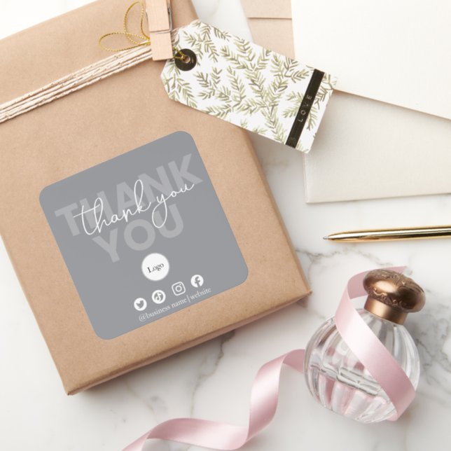 Modern Small Business Thank you Shipping  Square Sticker (Gift)
