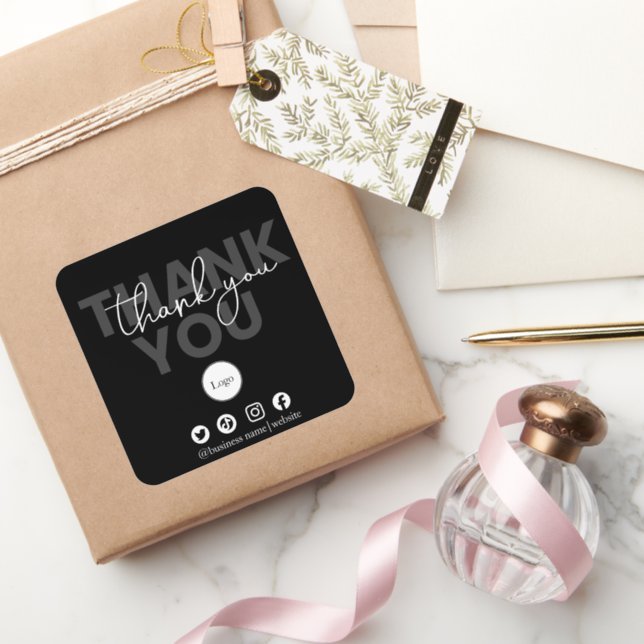 Modern Small Business Thank you Shipping  Square Sticker (Gift)