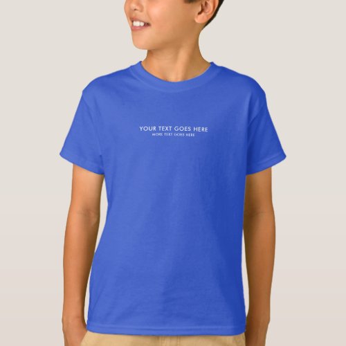 Modern Small Font Text Kids Boys Deep Royal Blue T_Shirt