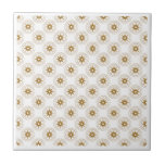 Modern Small Gold Star Medallion Pattern Ceramic Tile<br><div class="desc">Modern design featuring small gold starburst medallions on a white background. Simple, clean modern seamless design. Create your own custom pattern by uploading a new image, or use the "message" button to contact the designer for help. To create your own patterned design: 1. Select personalize this template. 2. Replace image...</div>