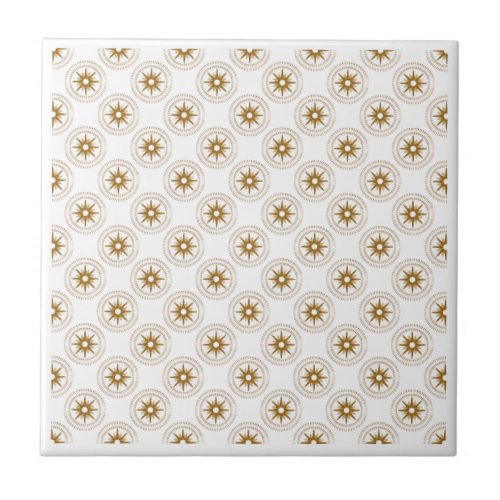 Modern Small Gold Star Medallion Pattern Ceramic Tile