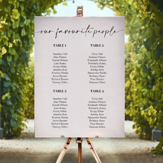 Modern Small Wedding Seating Chart Sign 4 Tables (Creator Uploaded)