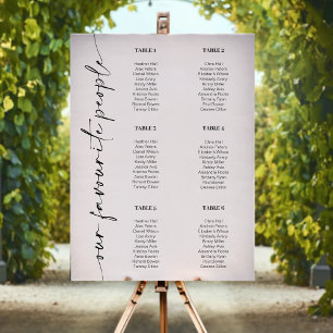 Modern Small Wedding Seating Chart Sign 6 Tables