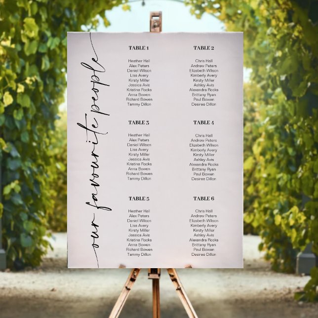 Modern Small Wedding Seating Chart Sign 6 Tables (Creator Uploaded)