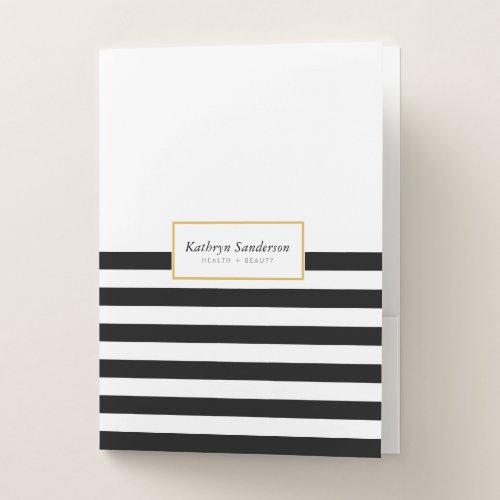 MODERN SMART STRIPED PATTERN stylish black gold Pocket Folder