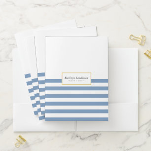 MODERN SMART STRIPED PATTERN stylish dusty blue Pocket Folder