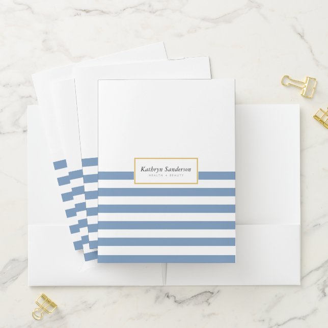 MODERN SMART STRIPED PATTERN stylish dusty blue  Pocket Folder (In Situ)