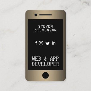 Modern smartphone look golden black business card