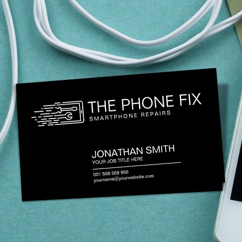 Modern Smartphone Repair Black and white Business Card