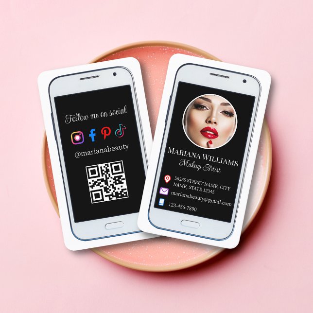 Modern Smartphone Social Media Photo QR Code Business Card (Creator Uploaded)