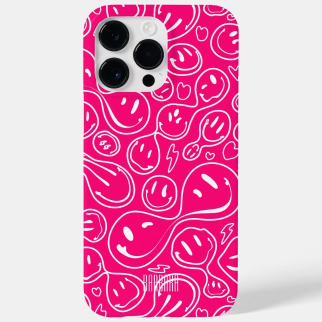 Modern Smiling Face Smile Pattern Pink Stylish Case-Mate iPhone Case (Back)