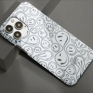 Modern Smiling Face Smile Pattern Stylish White Case-Mate iPhone 14 Pro Max Case