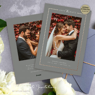 Modern Smoke Elegant Photo Wedding Save the Date Foil Invitation