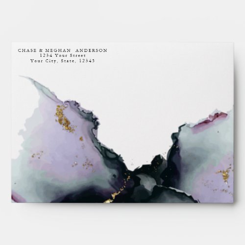 Modern Smokey Amethyst and Dusty Blue Abstract Envelope