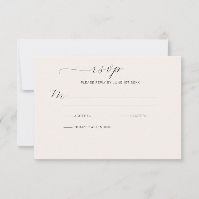 Modern Smokey Gold and Line Floral Ampersand RSVP (Front)